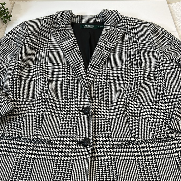 Lauren Ralph Lauren Women’s Houndstooth Heritage Print Blazer Jacket Sz 14w - Picture 7 of 14